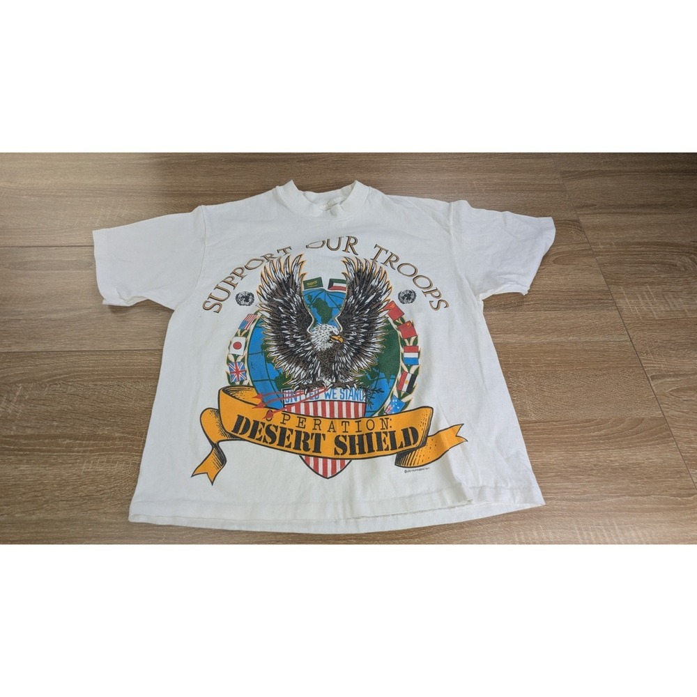 Vintage 1991 Support Our Troops T- Shirt Single Stitch Cotton Made In USA